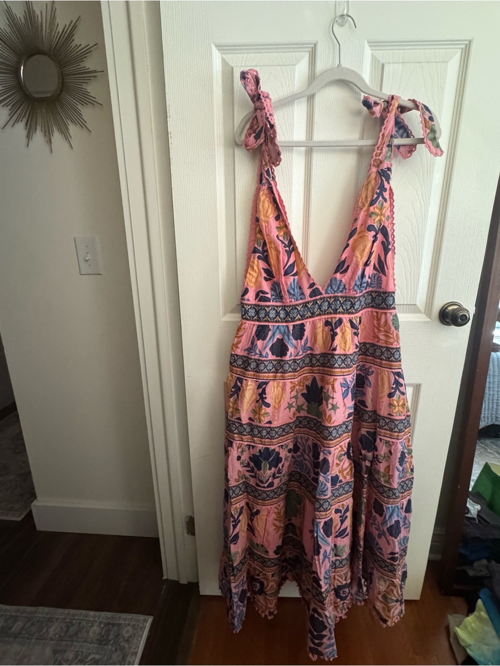 FARM Rio Pink Floral Maxi Dress with Blue & Yellow Accents